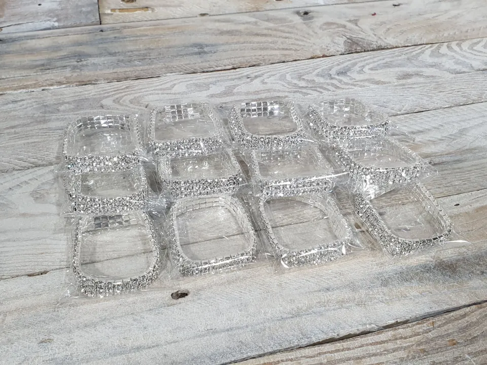 8 x 3 Row Diamante Crystal Chokers, Necklaces Rrp £96