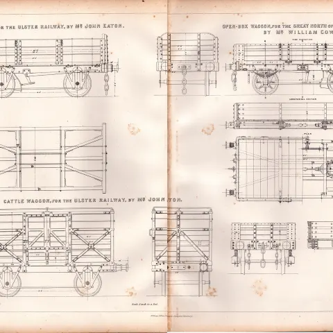 Coal & Cattle Waggon The Ulster Railway Antique Scarce Diagram-25.