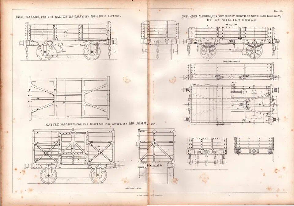 Coal & Cattle Waggon The Ulster Railway Antique Scarce Diagram-25.