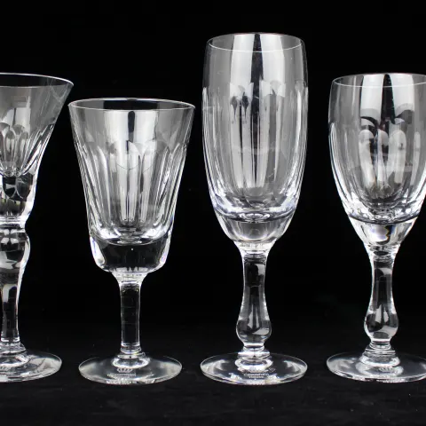 Complete Suite of 36 Hand-Cut Crystal Glasses by Tudor Crystal
