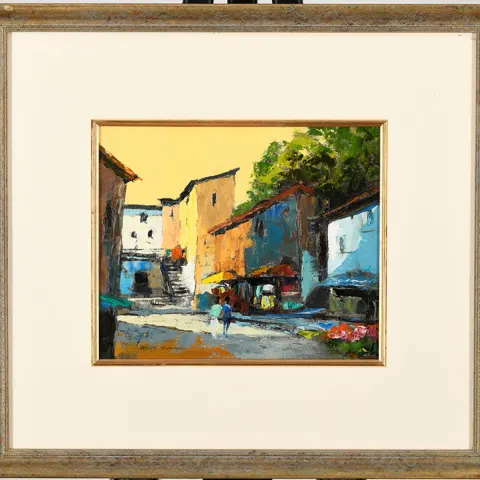 Mark Randall original Oil painting. "Village Shadows - Tuscany".