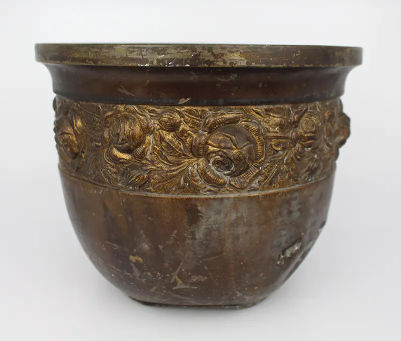 Old Oriental Gilt Metal Jardiniere Pot