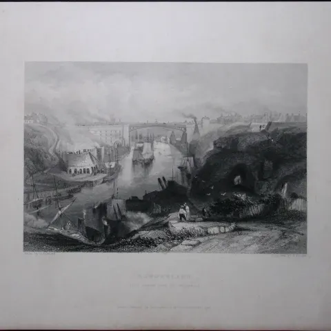 Sunderland View WH Bartlett 183 Years-Old Antique Steel Engraving-56