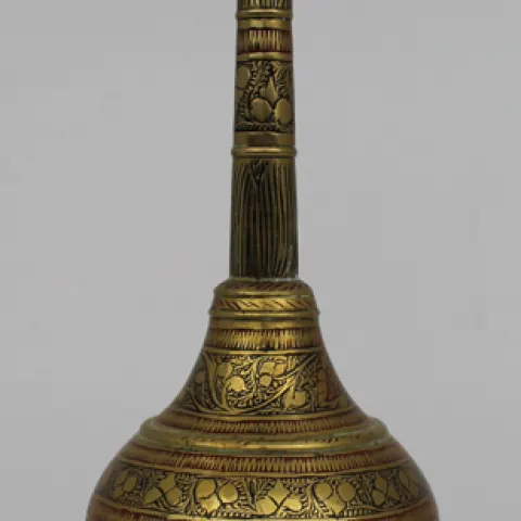 Vintage Indian Engraved Brass Surahi-Style Decorative Vessel
