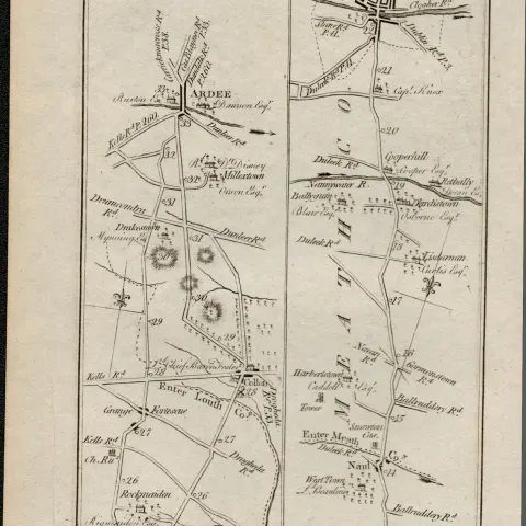 Taylor & Skinner 1777 Ireland Map Slane Drogheda Dunleek Ardee Naul Co Meath.