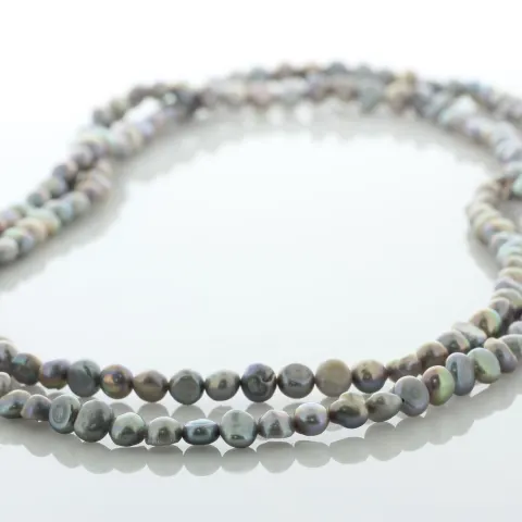 36 Inch Baroque Shaped Grey 5.0 - 6.0mm Pearl Necklace