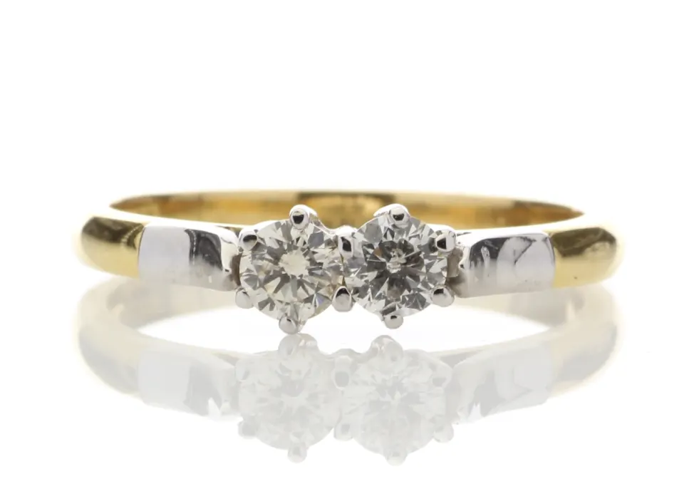 18ct Two Stone Claw Set Diamond Ring 0.33