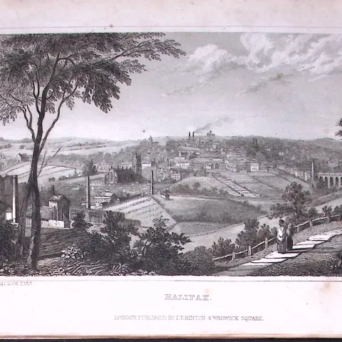 Halifax Town View Yorkshire 198 Years-Old Thomas Allen Antique Steel Engraving-43