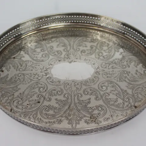 Small Silver Plated Cavalier Galleried Tray