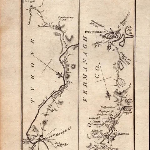 Ireland Rare Antique 1777 Map Enniskillen Ballycassidy Omagh Tyrone Fermanagh.