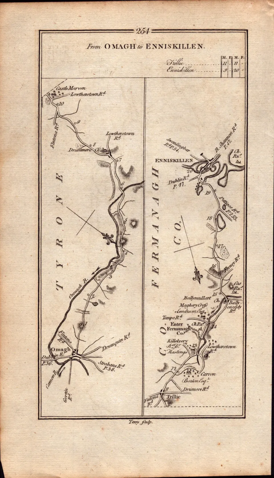 Ireland Rare Antique 1777 Map Enniskillen Ballycassidy Omagh Tyrone Fermanagh.