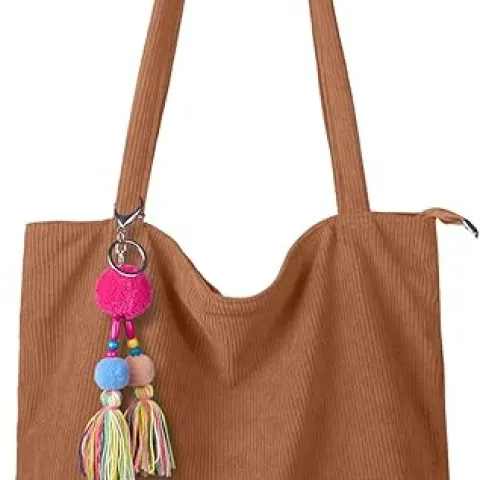 Corduroy Totes Bag with Zip