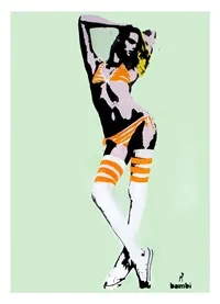 Bambi (b 1990-) ‘I'M TOO HOT FOR MY BURKA’ GREEN EDITION GrafSpray Stencil Art with COA, 2013
