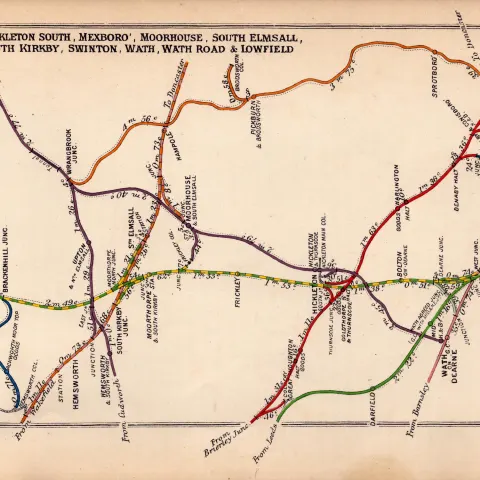 Hemsworth Mexboro South Kirby Yorkshire Antique Railway Diagram-44.