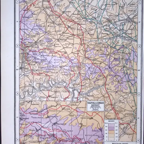 WW1 Western Front 1916-17 Battle Lines Battle of the Ancre Antique Map