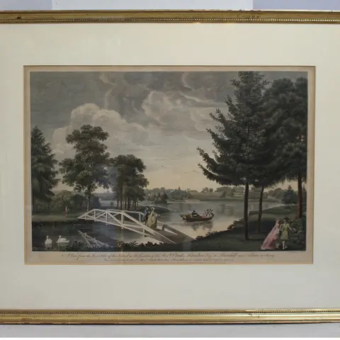 18th c. Hand Coloured Garden Engraving by William Woollett (1735-1785)