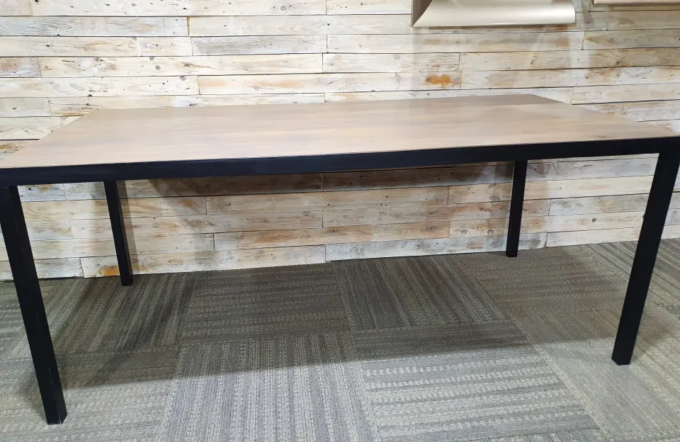 Solid Wood and Metal Designer Dining Table in Vintage Grey Rrp £599