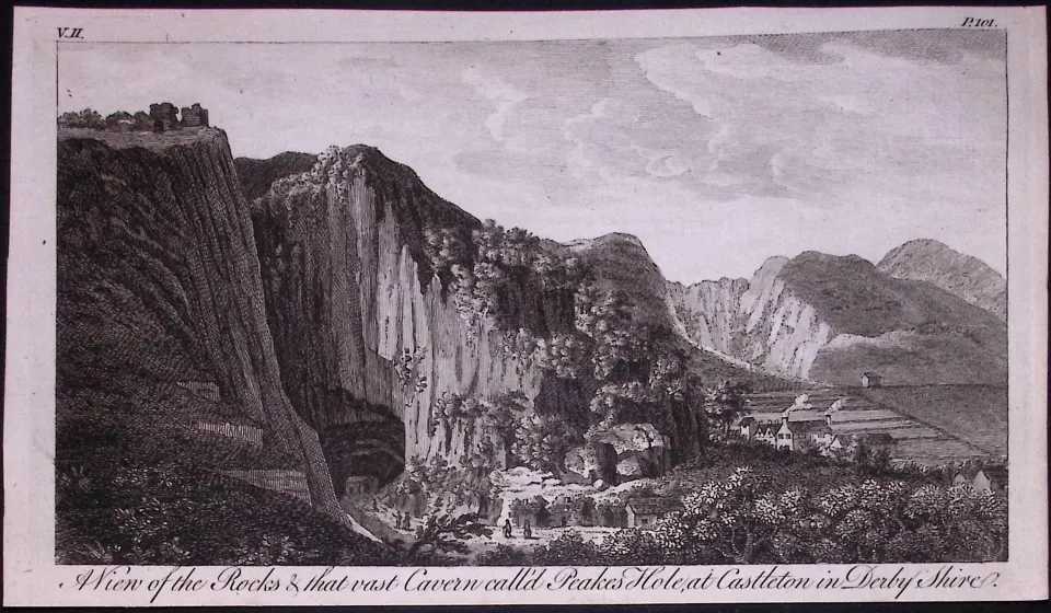 Peakes Hole Derbyshire Rare Georgian 1776 Copper Antique Engraving-37