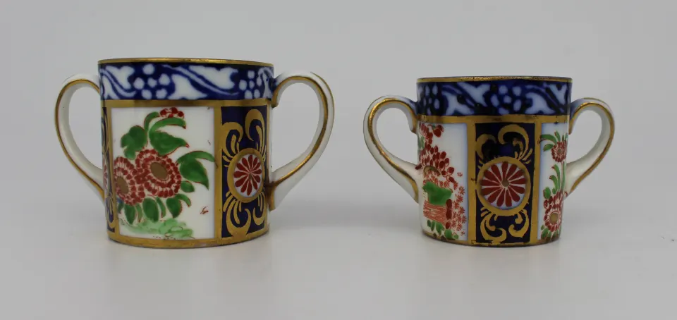 Pair of New Chelsea Staffs Miniature Two Handled Cups c.1920