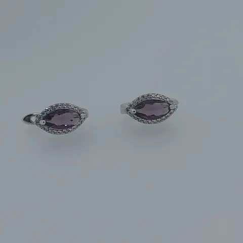 Silver cz set hinged earrings