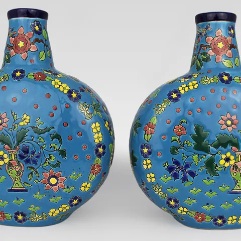Pair of French Ceramic Moonflask Vases