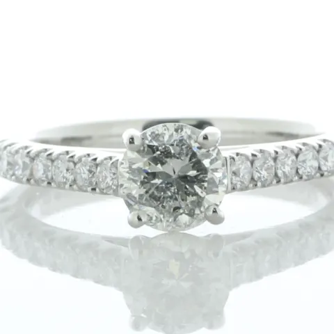 Platinum Single Stone Prong Set With Stone Set Shoulders Diamond Ring (0.89) 1.45 Carats
