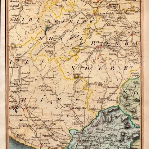 Gretna Green Jedburgh Lockerbie Selkirk John Cary’s Antique 1794 Map.