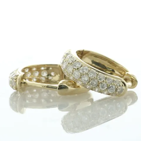 14ct Yellow Gold Semi Eternity Diamond Hoop Earring 0.55 Carats