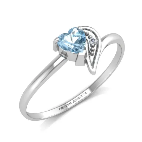 9ct White Gold Fancy Cluster Diamond And Blue Topaz Ring (BT0.32) 0.01 Carats