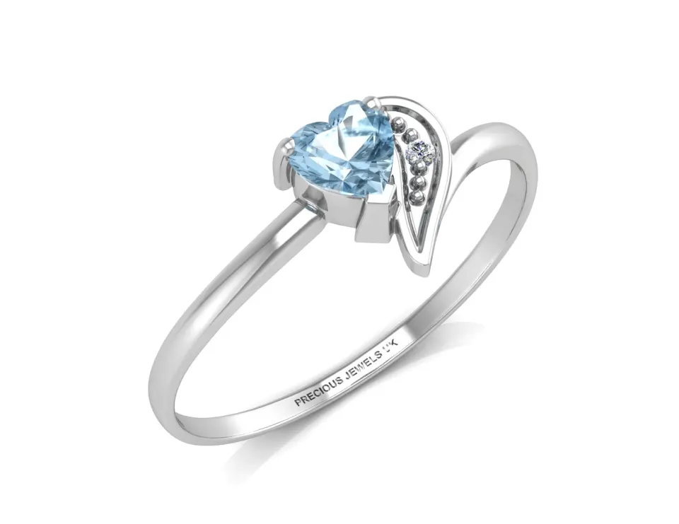 9ct White Gold Fancy Cluster Diamond And Blue Topaz Ring (BT0.32) 0.01 Carats