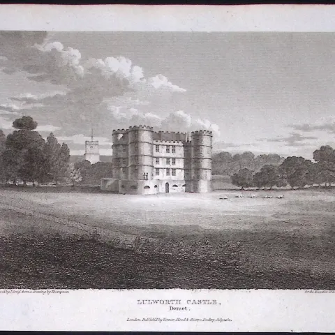 Lulworth Castle Dorsetshire Antique 223 Years-Old Georgian Steel-Engraving-176