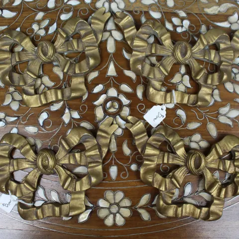 Set of 4 Vintage Gilt Bow Ribbon Wall Decoration Hanging