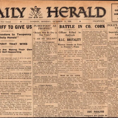 Irish War of Independence Reports IRA, Black & Tans Battles In Cork 1920-B.