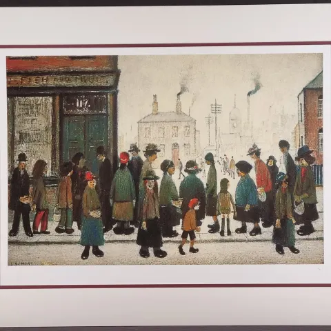 L.S. Lowry Limited Edition Titled "Waiting For The Shops To Open".