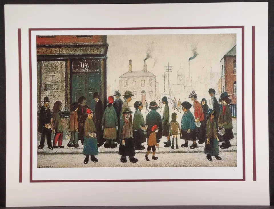 L.S. Lowry Limited Edition Titled "Waiting For The Shops To Open".