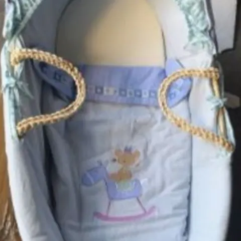 Brand New Boxed Wicker Moses Basket Blue