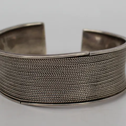 Vintage Solid Silver Cuff Bangle 925