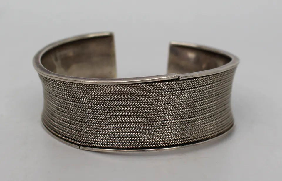 Vintage Solid Silver Cuff Bangle 925