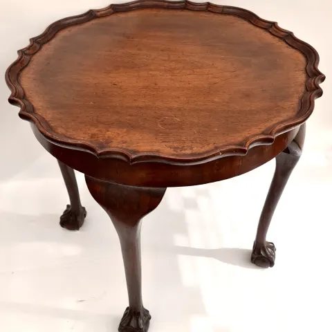 Antique Early 20th Century Round Low Table Ball & Claw Feet with pie crust edged top
