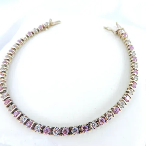 925 Silver 4.73 Carat Pink & White Topaz Gemstone Tennis Bracelet