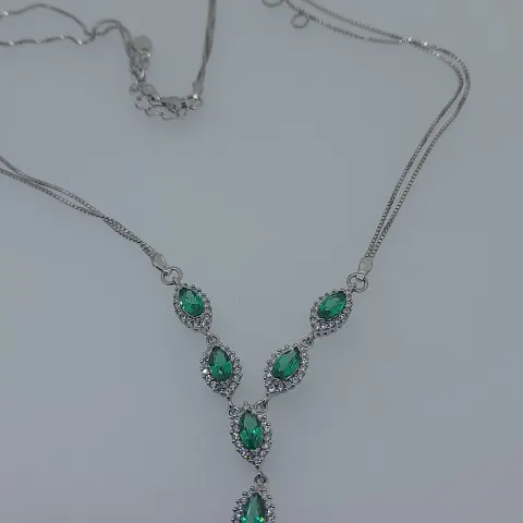 Silver dress cz necklace