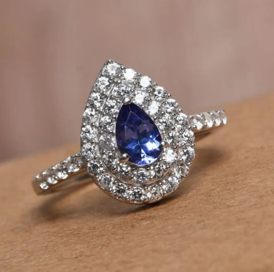 NEW!! AAA Tanzanite and Natural Cambodian Zircon Ring
