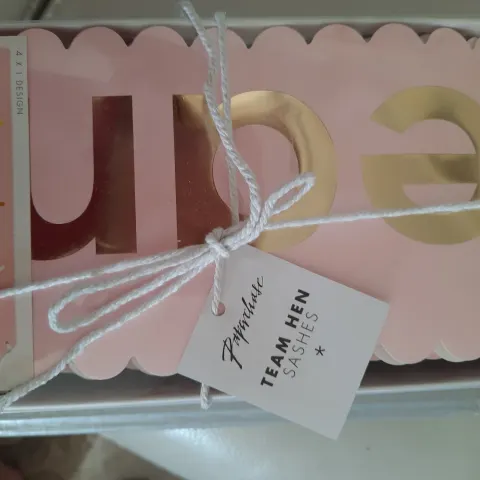 Team Hen, hen party sashes.  10 boxes of 4