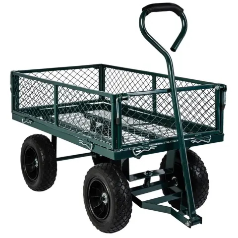 (171/Mez) RRP £79. Mesh Gardeners Cart. Powder Coated Steel Frame. Fold Down Sides. PU Tyres. 120KG