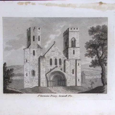 Cornwall St German’s Priory Francis Grose Rare 240 Years-Old Copper Engraving-6