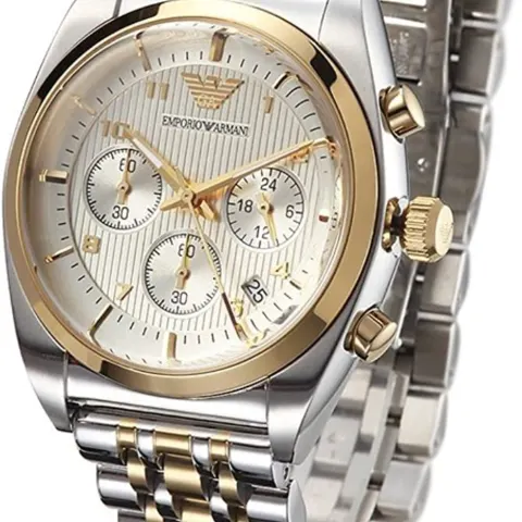 Emporio Armani AR0396 Men's two Tone Gold & Silver Quartz Chronograph Watch