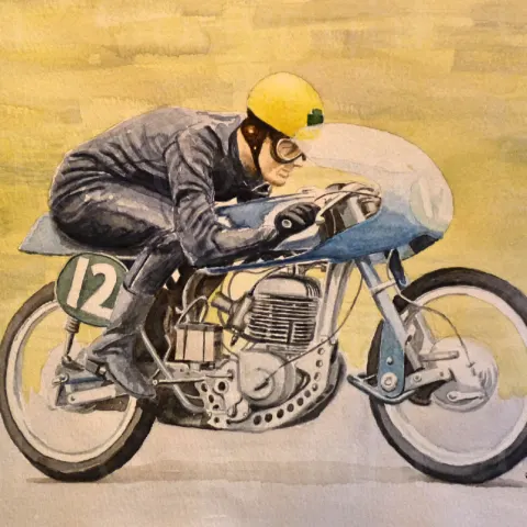 Joe Dunphy Racing on the Greeves Silverstone large Metal Wall Art