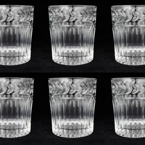 Set of 6 Fine Stuart Crystal Senator Pattern Tumblers