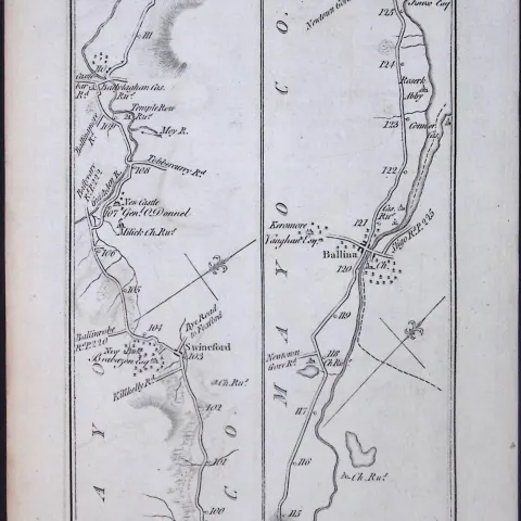 Ireland 245 Years -Old Antique Road Map Killala,  Boyle, Roscommon-70