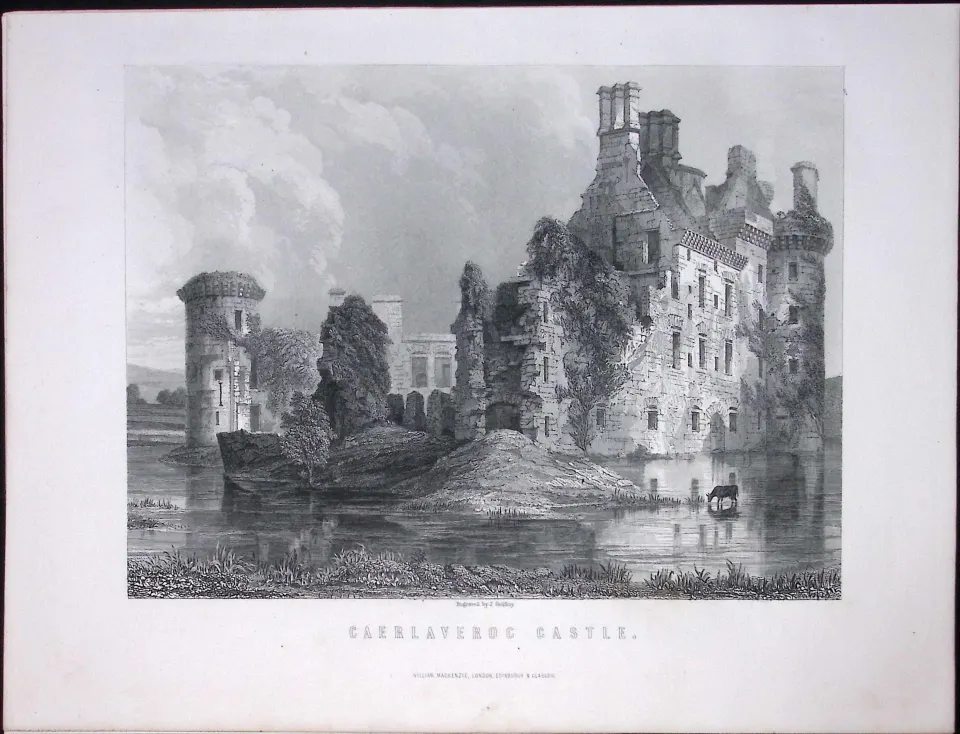 Caerlaveroc Castle Dumfries & Galloway  Scotland Antique 152 Years-Old Engraving-14